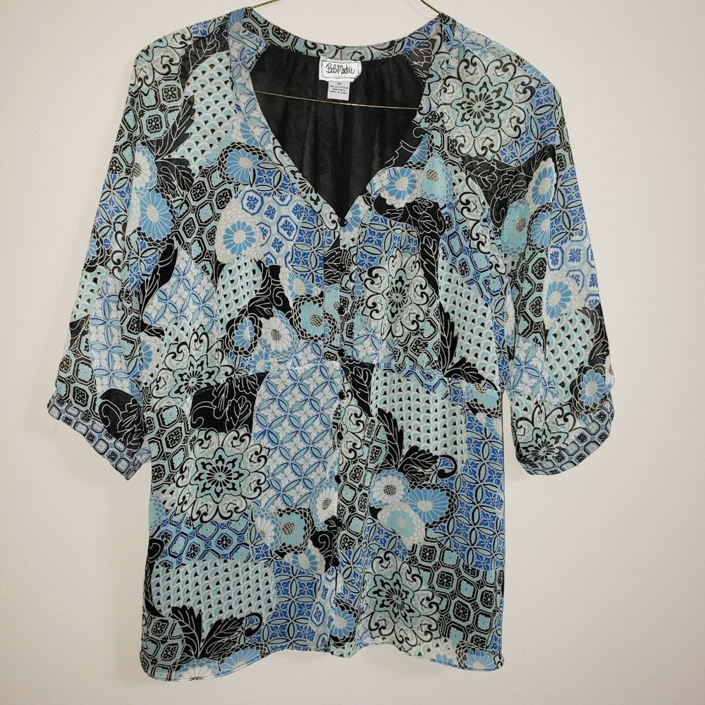 Bob Mackie Studio plus size 2X 3/4 sheer sleeves
